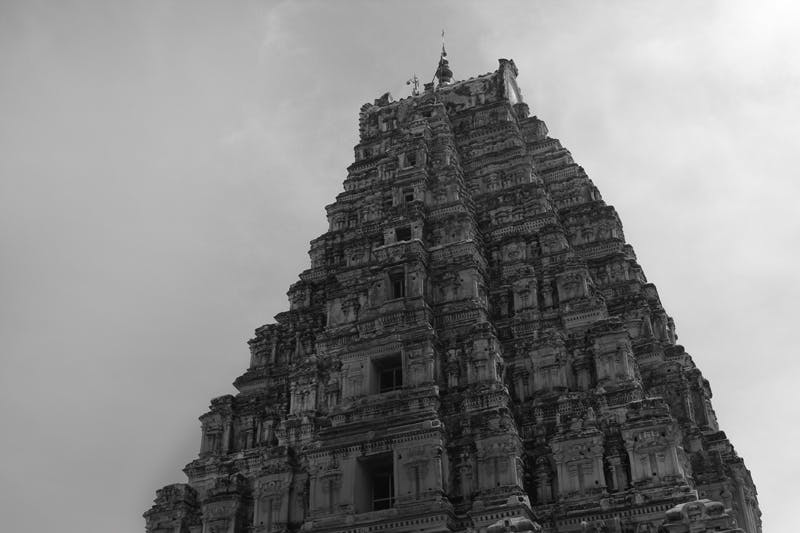 Virupaksha templte Hampi black and white